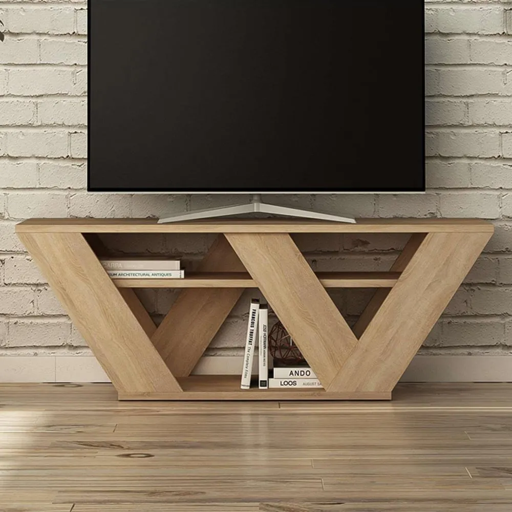 Pipralla 2 Shelf TV Unit - Oak