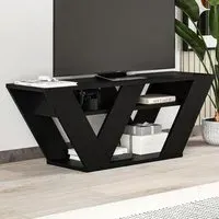 Pipralla 2 Shelf TV Unit with Storage - Black