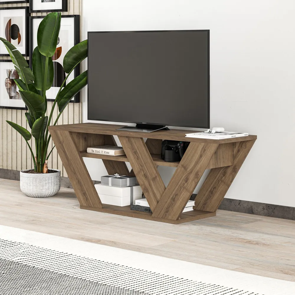 Pipralla 2 Shelf TV Unit with Storage - Brown, Oak Effect
