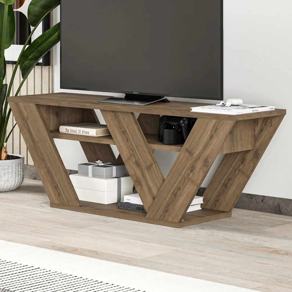 Pipralla 2 Shelf TV Unit with Storage - Brown, Oak Effect