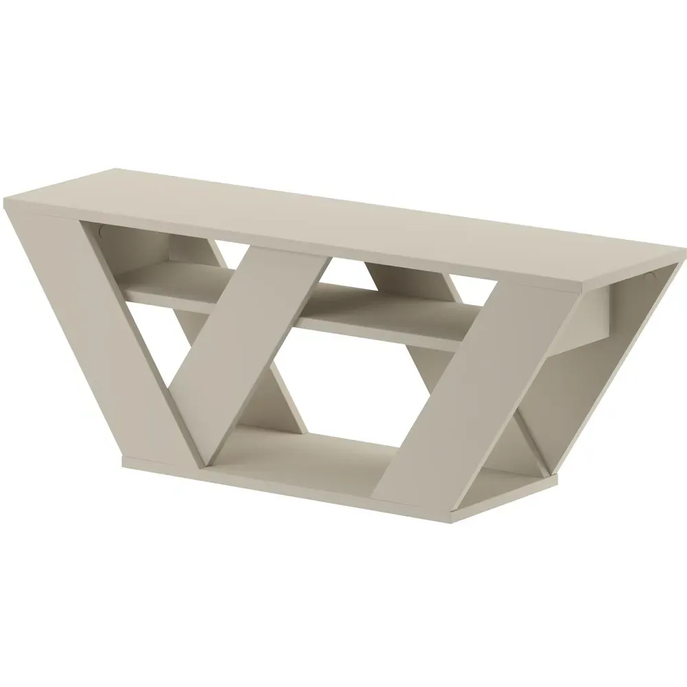 Pipralla 2 Shelf TV Unit with Storage - Cream, Sandstone Effect