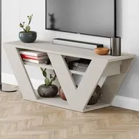 Pipralla 2 Shelf TV Unit with Storage - Cream, Sandstone Effect
