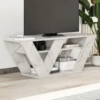 Pipralla 2 Shelf TV Unit with Storage - Gold, Marble Effect