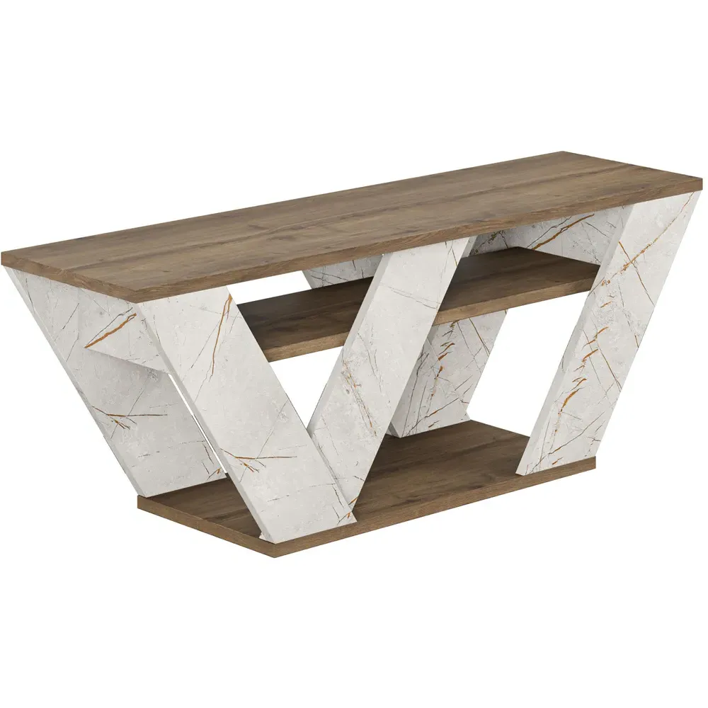 Pipralla 2 Shelf TV Unit with Storage - Multi, Marble Effect