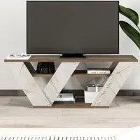 Pipralla 2 Shelf TV Unit with Storage - Multi, Marble Effect