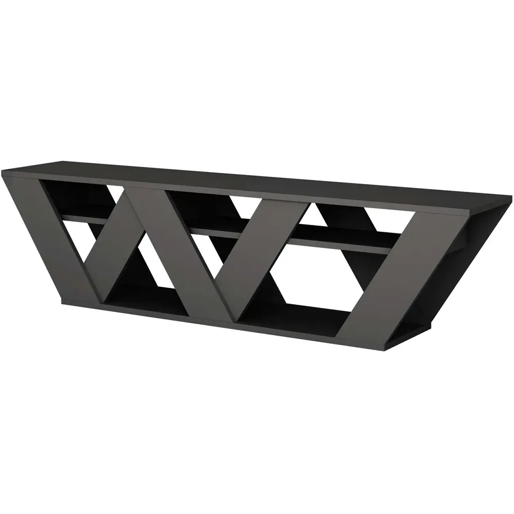 Ralla 2 Shelf TV Unit with Storage - Black