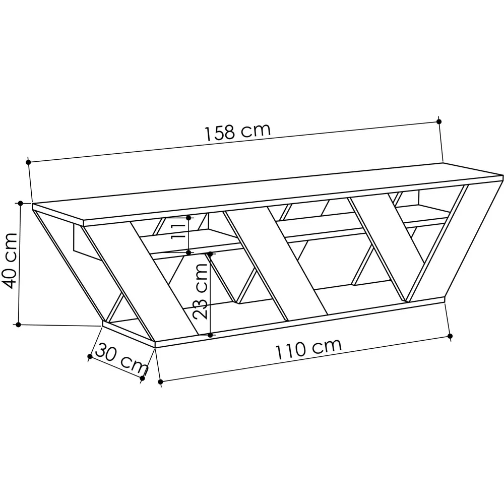 Ralla 2 Shelf TV Unit with Storage - Black