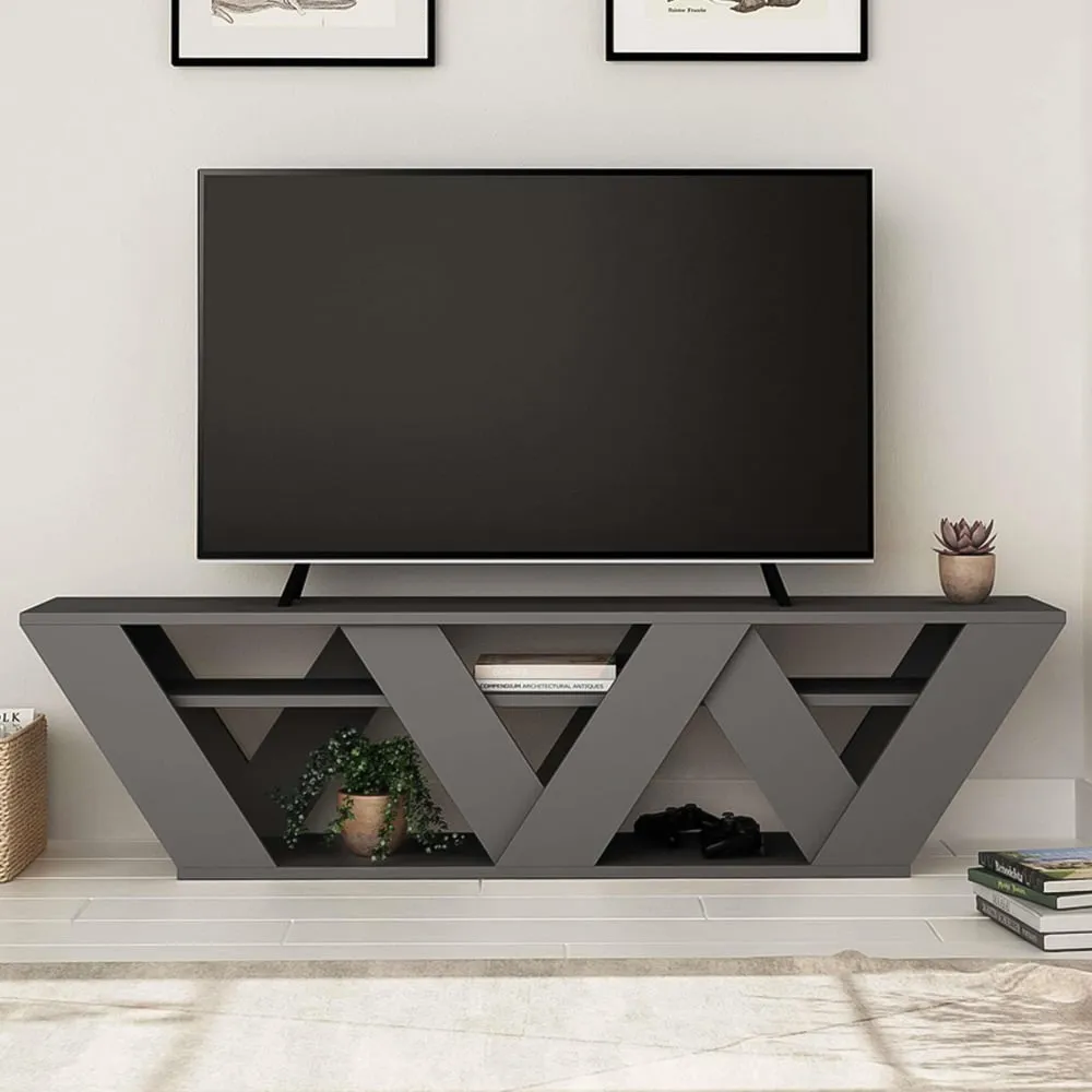 Ralla 2 Shelf TV Unit with Storage - Black