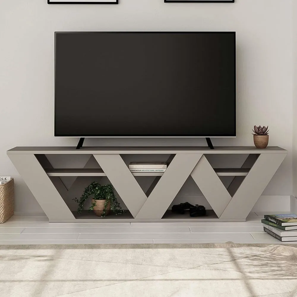 Ralla 2 Shelf TV Unit with Storage - Grey
