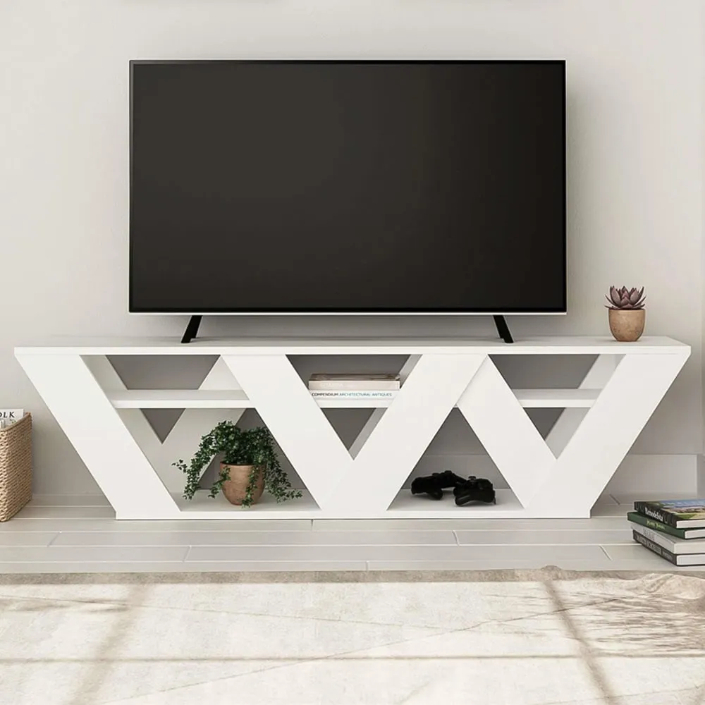 Ralla 2 Shelf TV Unit with Storage - White