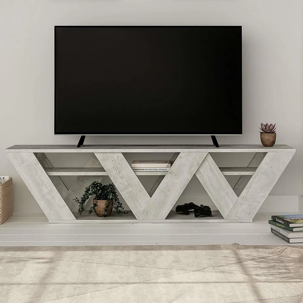 Ralla 2 Shelf TV Unit with Storage - White