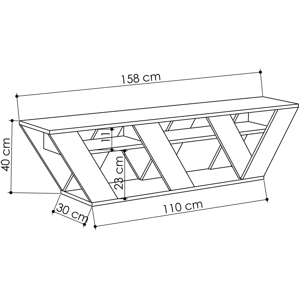 Ralla TV Stand with Shelves - Cream, Oak