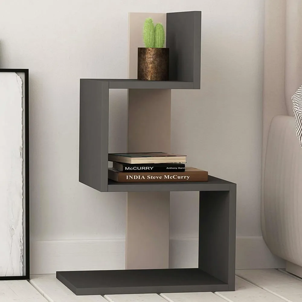 Rosie 3 Shelf Side Table - Anthracite, Mocha Grey