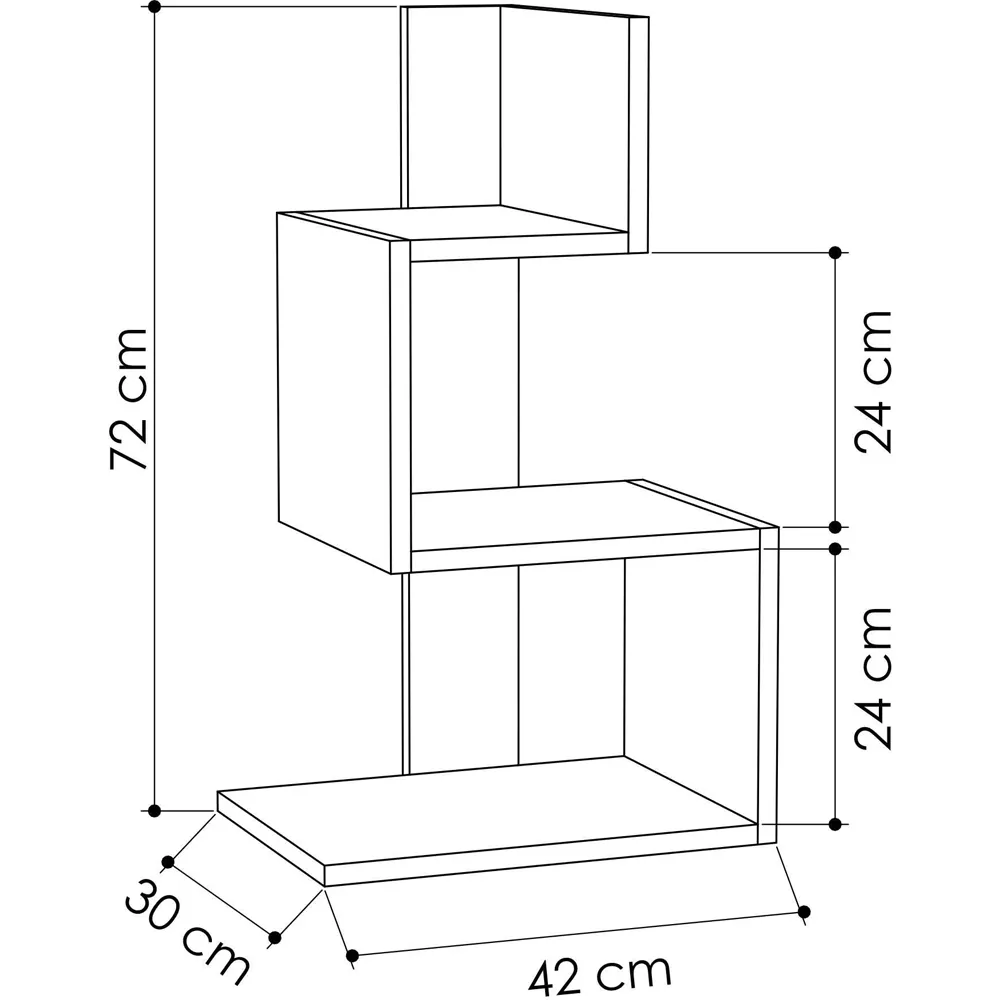 Rosie 3 Shelf Side Table - Oak, Anthracite