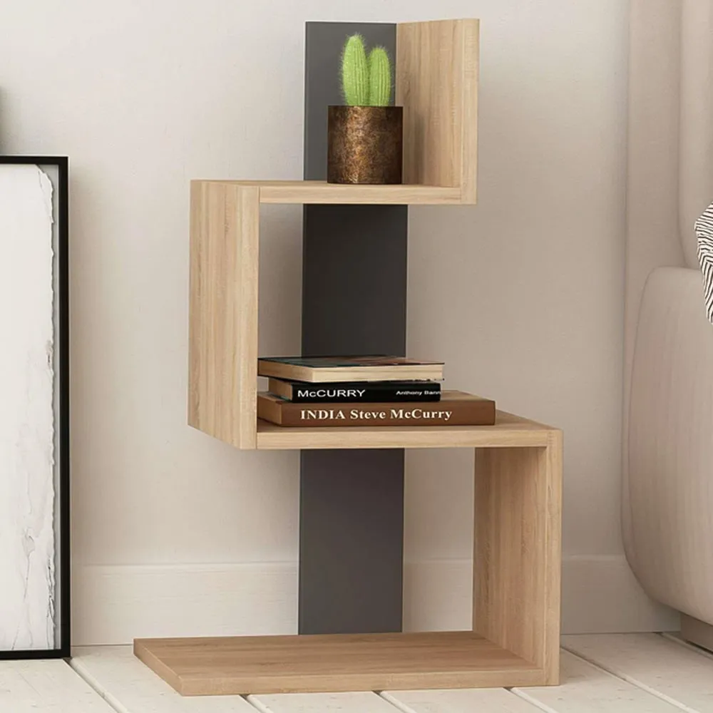 Rosie 3 Shelf Side Table - Oak, Anthracite