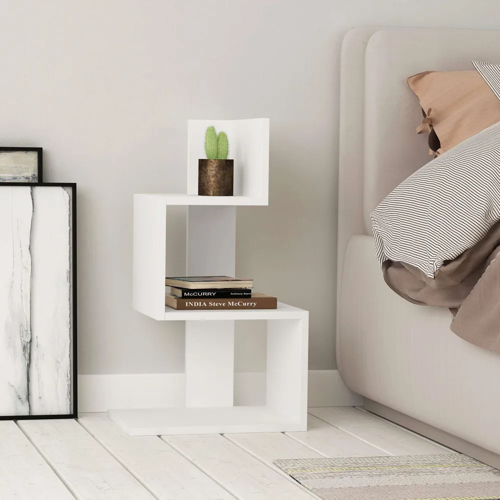 Rosie 3-Shelf Side Table - White