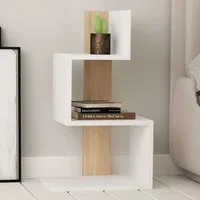 Rosie 3-Tier Side Table - White, Oak