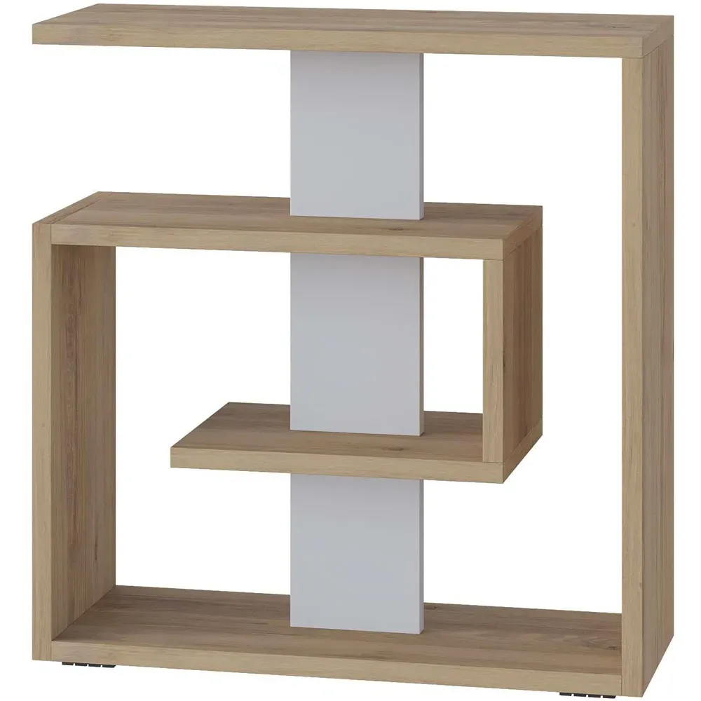 Saly 3-Tier Side Table - Oak and White, Engineered Wood