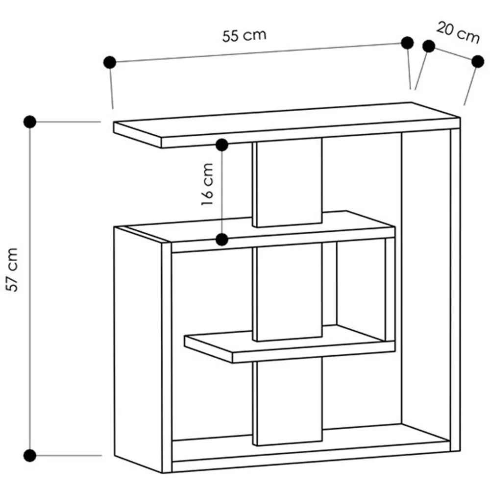 Saly 3-Tier Side Table - Oak and White, Engineered Wood