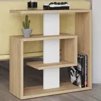 Saly 3-Tier Side Table - Oak and White, Engineered Wood