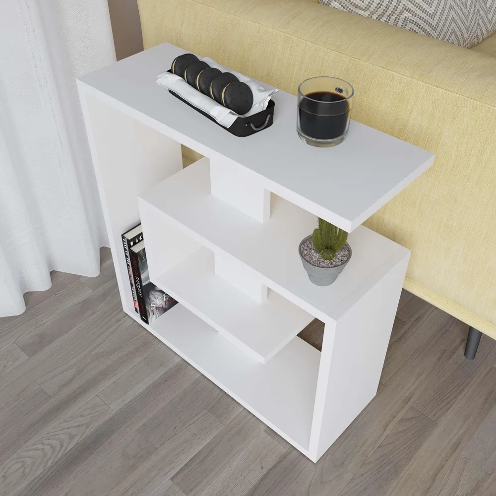 Saly 3-Tier Side Table - White, Engineered Wood