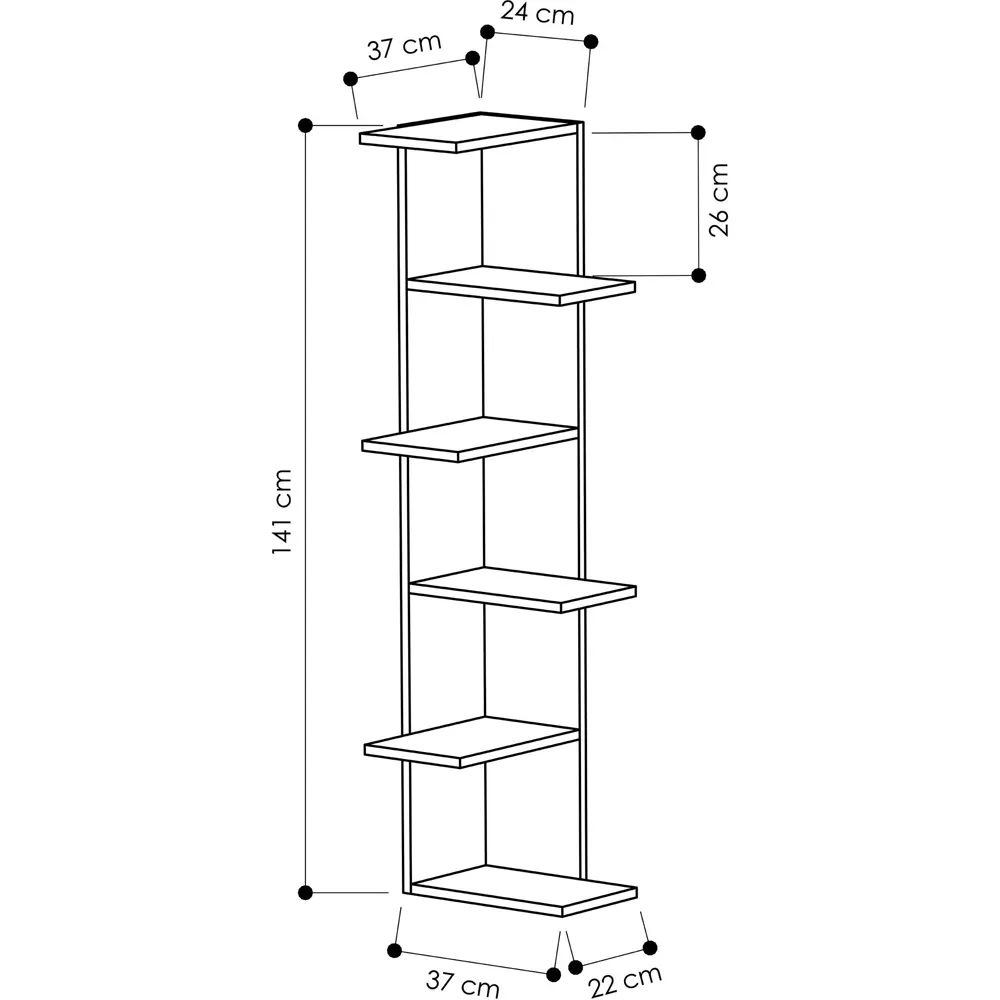 Saso 5 Tier Corner Display Unit - Mocha Grey