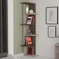 Saso 5 Tier Corner Display Unit - Mocha Grey