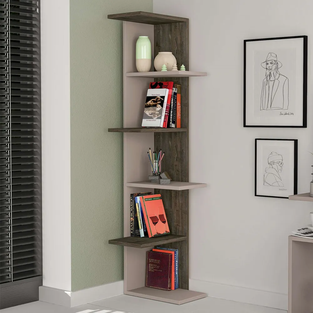 Saso 5 Tier Corner Display Unit - Mocha Grey