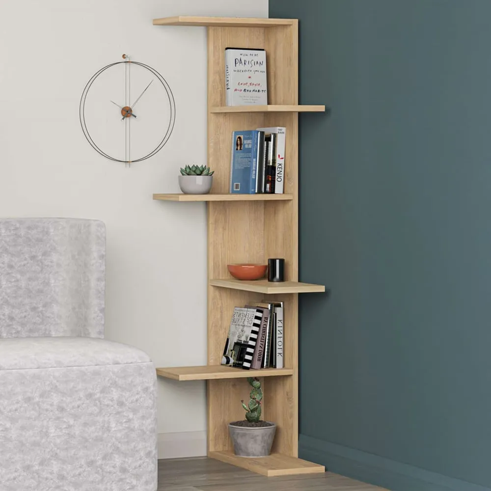 Saso 5 Tier Corner Display Unit - Oak