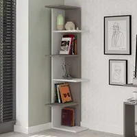 Saso 5 Tier Corner Display Unit - White, Grey