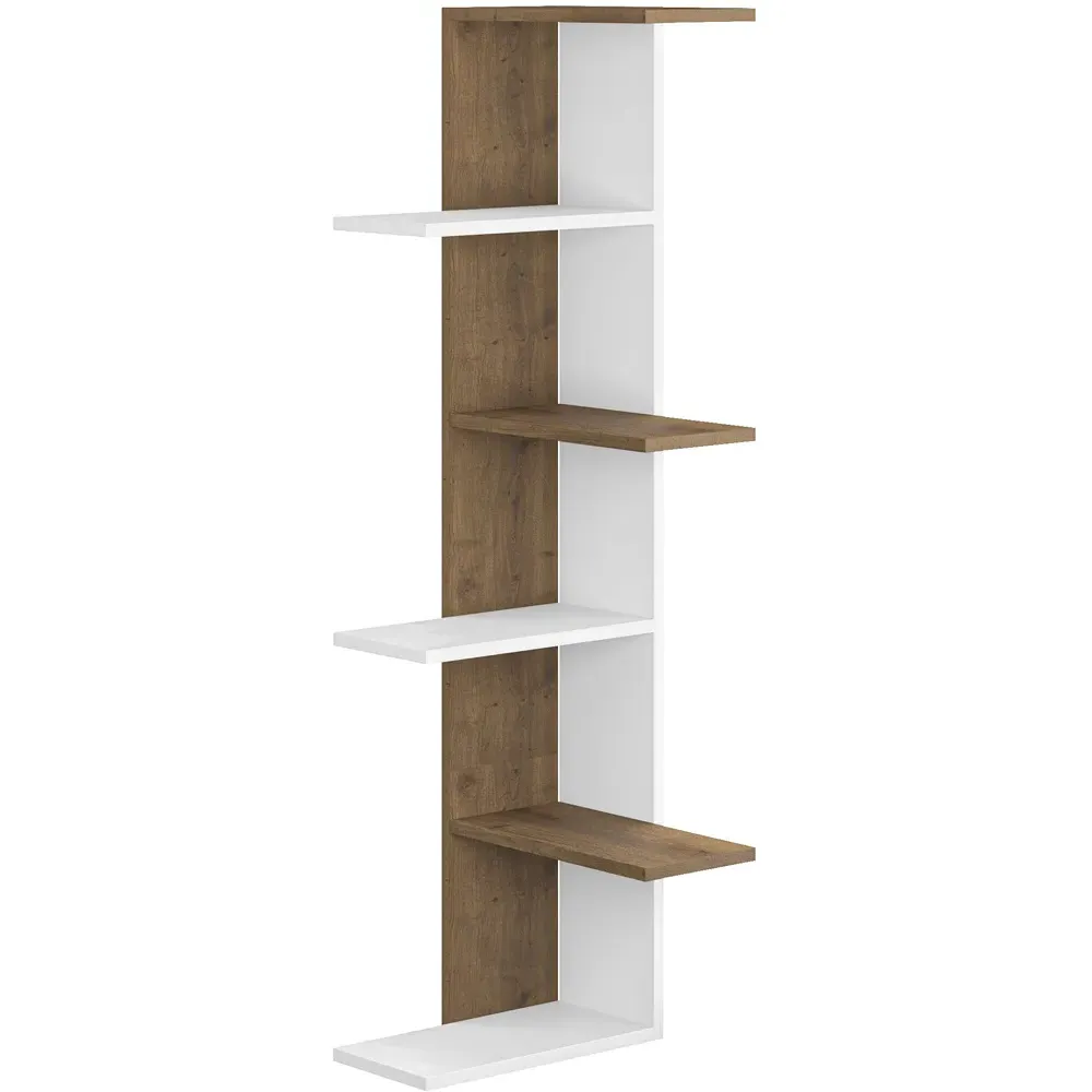 Saso 5 Tier Corner Display Unit - White, Oak