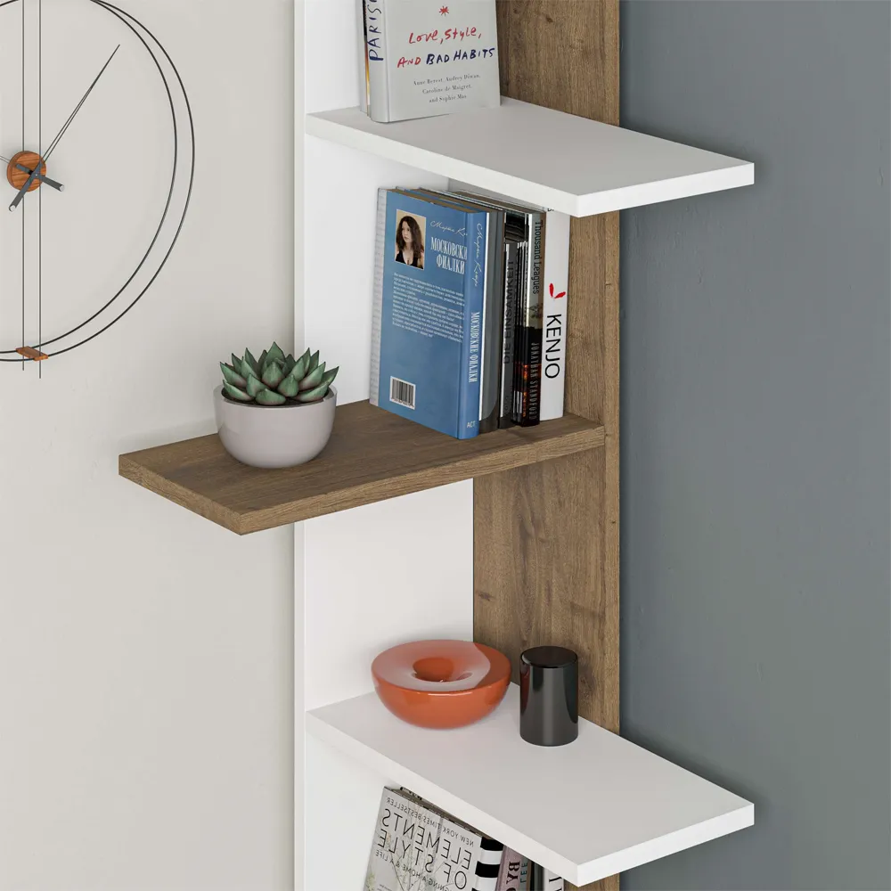 Saso 5 Tier Corner Display Unit - White, Oak
