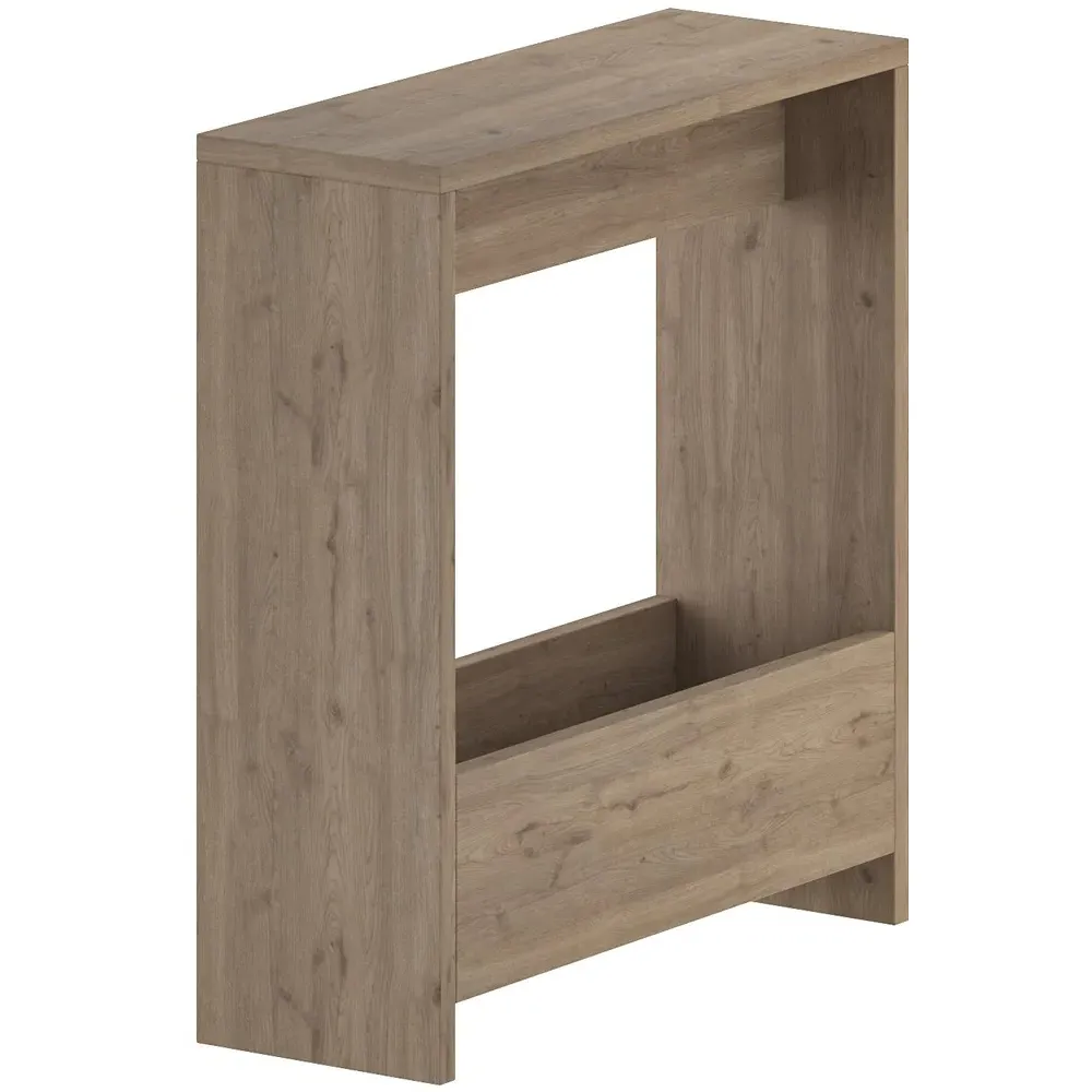 Simpi Side Table with Open Storage Shelf - Cream, Oak Effect