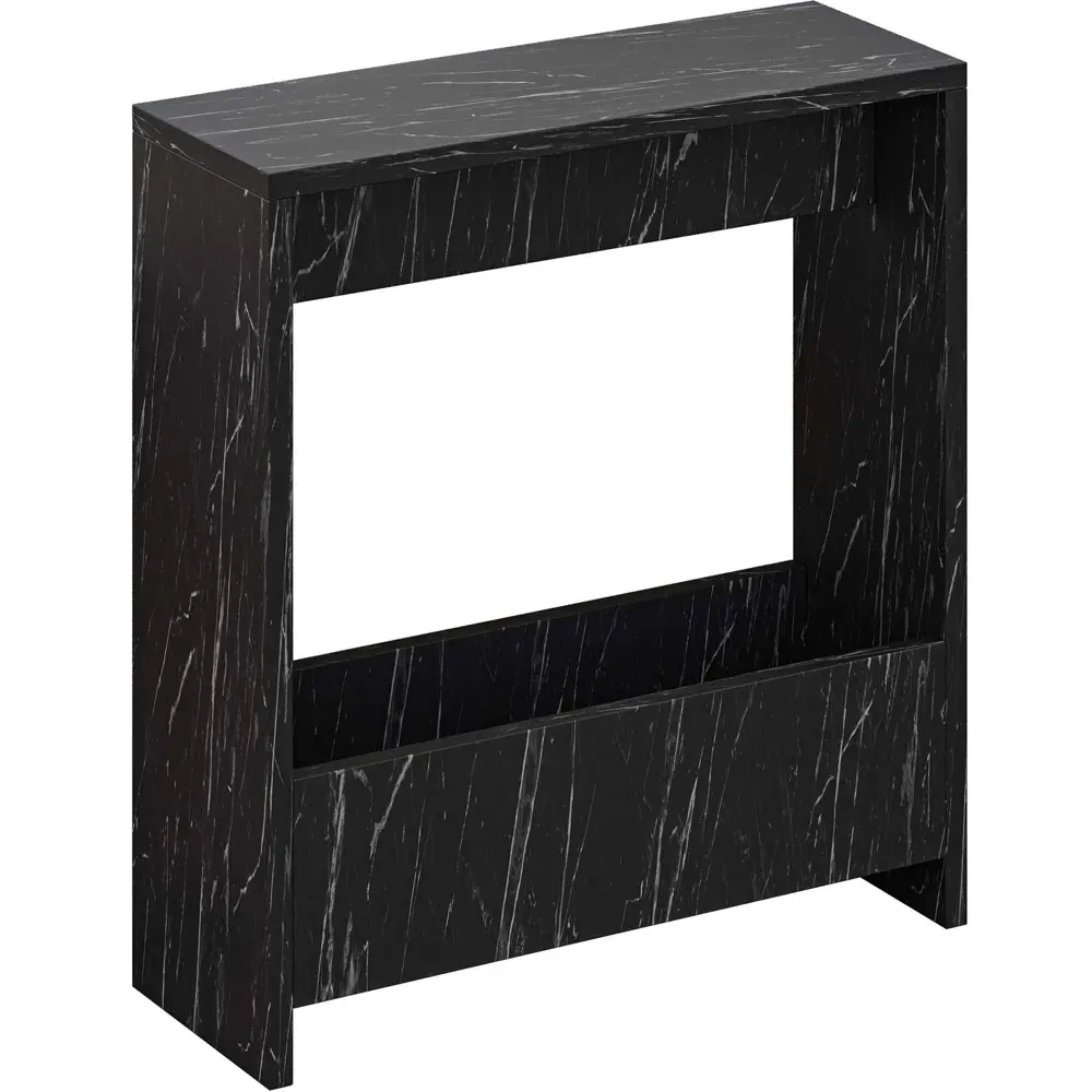 Simpi Side Table with Storage - Black, Marble Effect