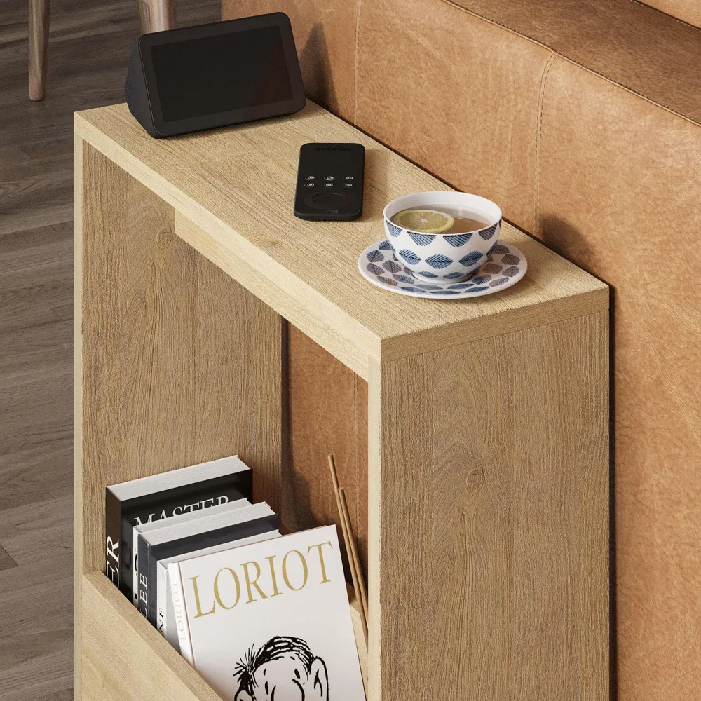 Simpi Single Shelf Side Table - Cream, Oak