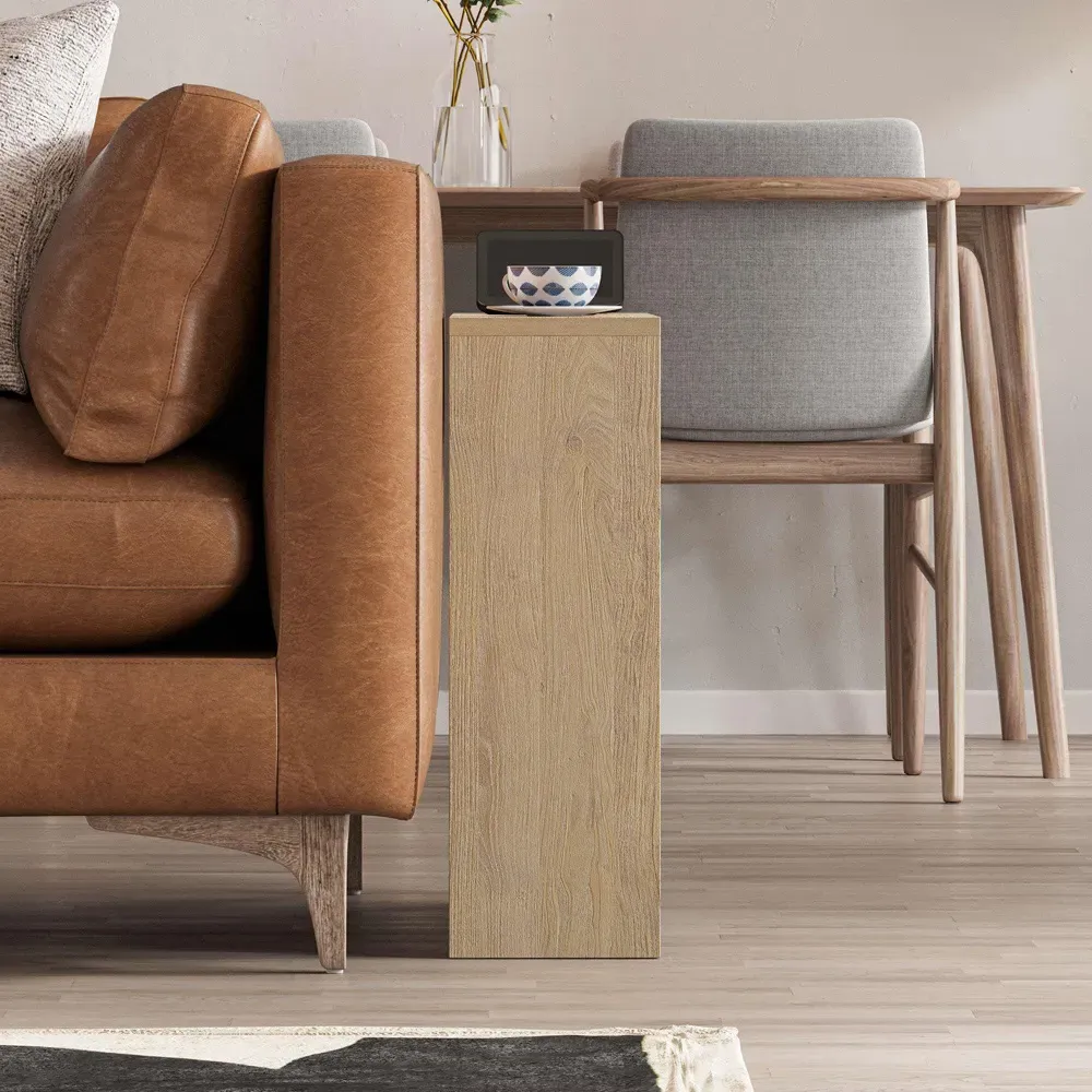 Simpi Single Shelf Side Table - Cream, Oak