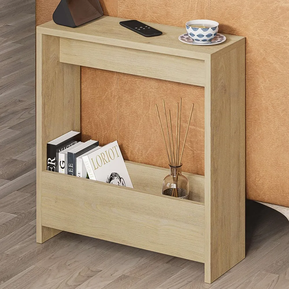 Simpi Single Shelf Side Table - Cream, Oak