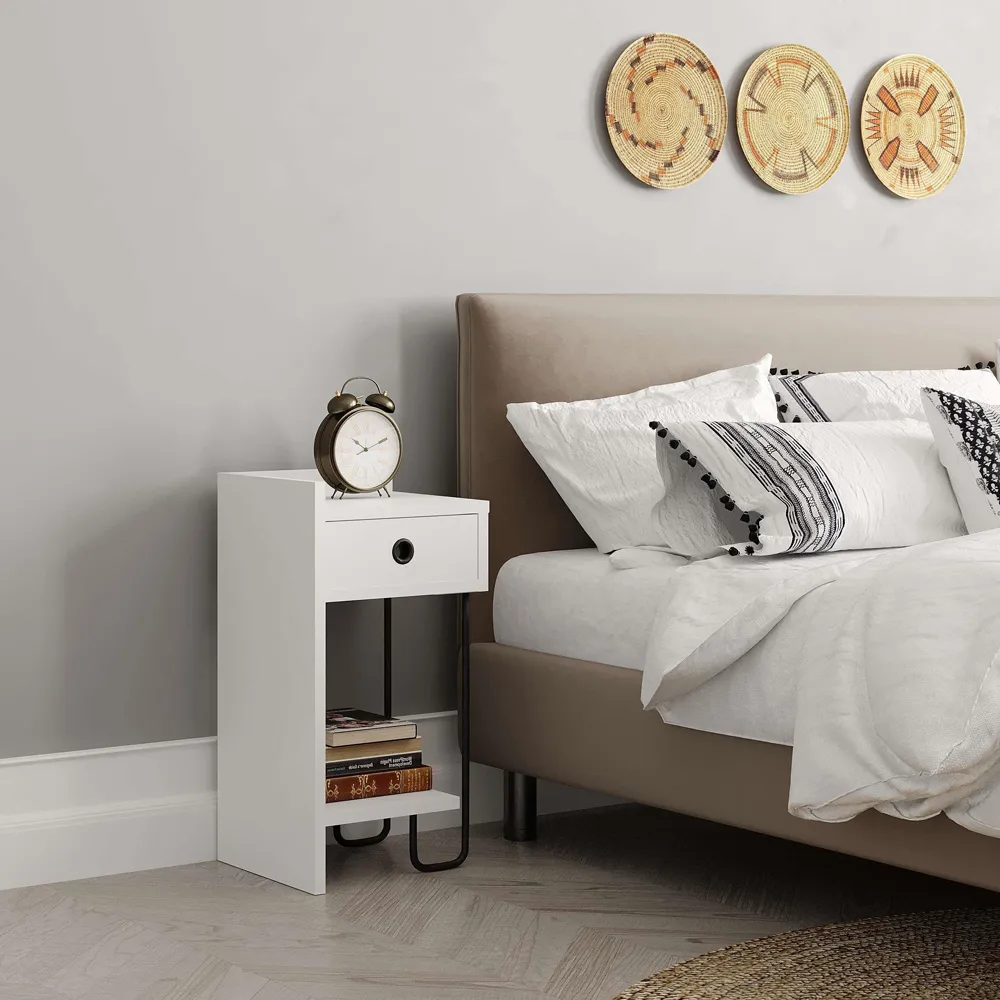 Sirius Left Module Bedside Table - White