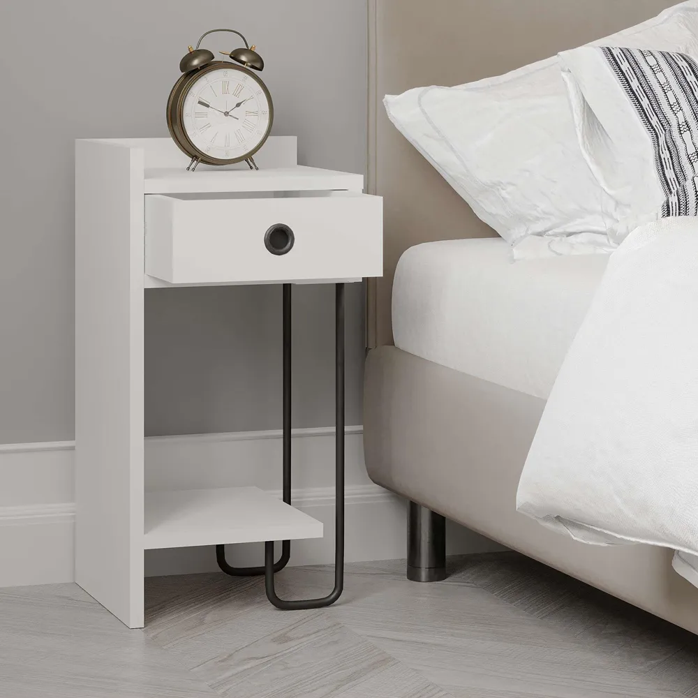 Sirius Left Module Bedside Table - White