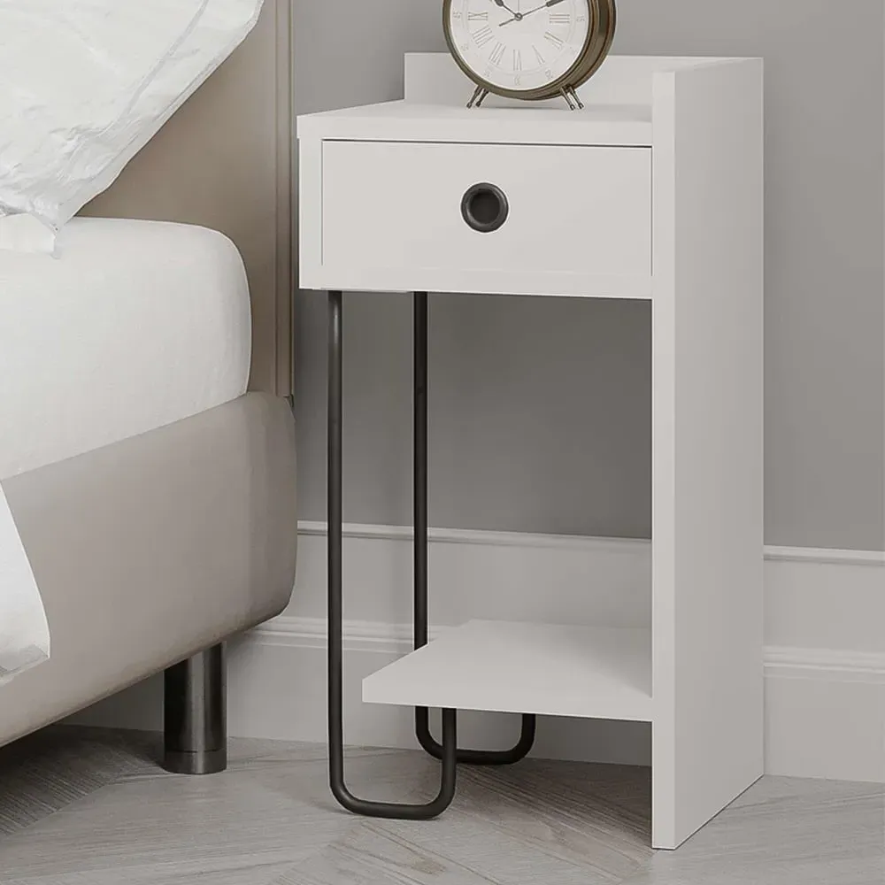 Sirius Left Module Bedside Table - White