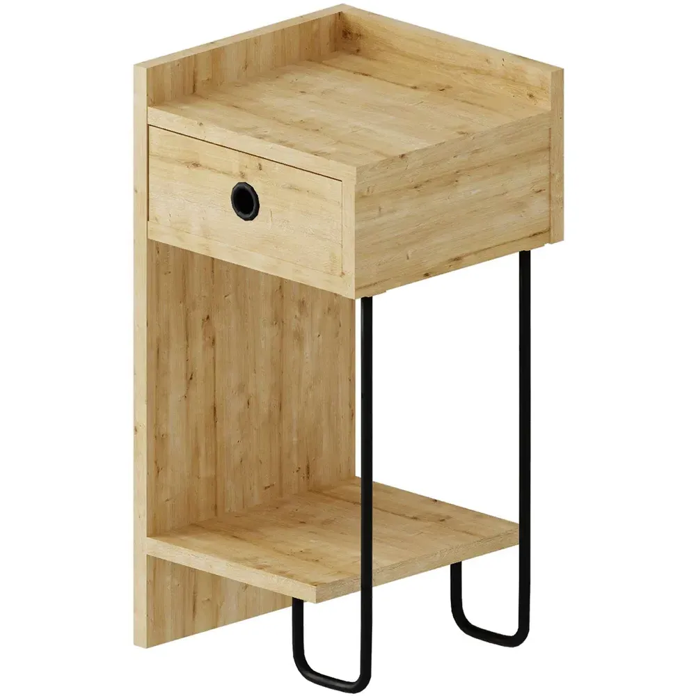 Sirius Single Drawer Bedside Table - Oak
