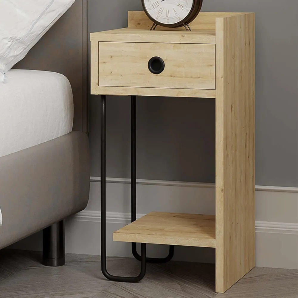 Sirius Single Drawer Bedside Table - Oak