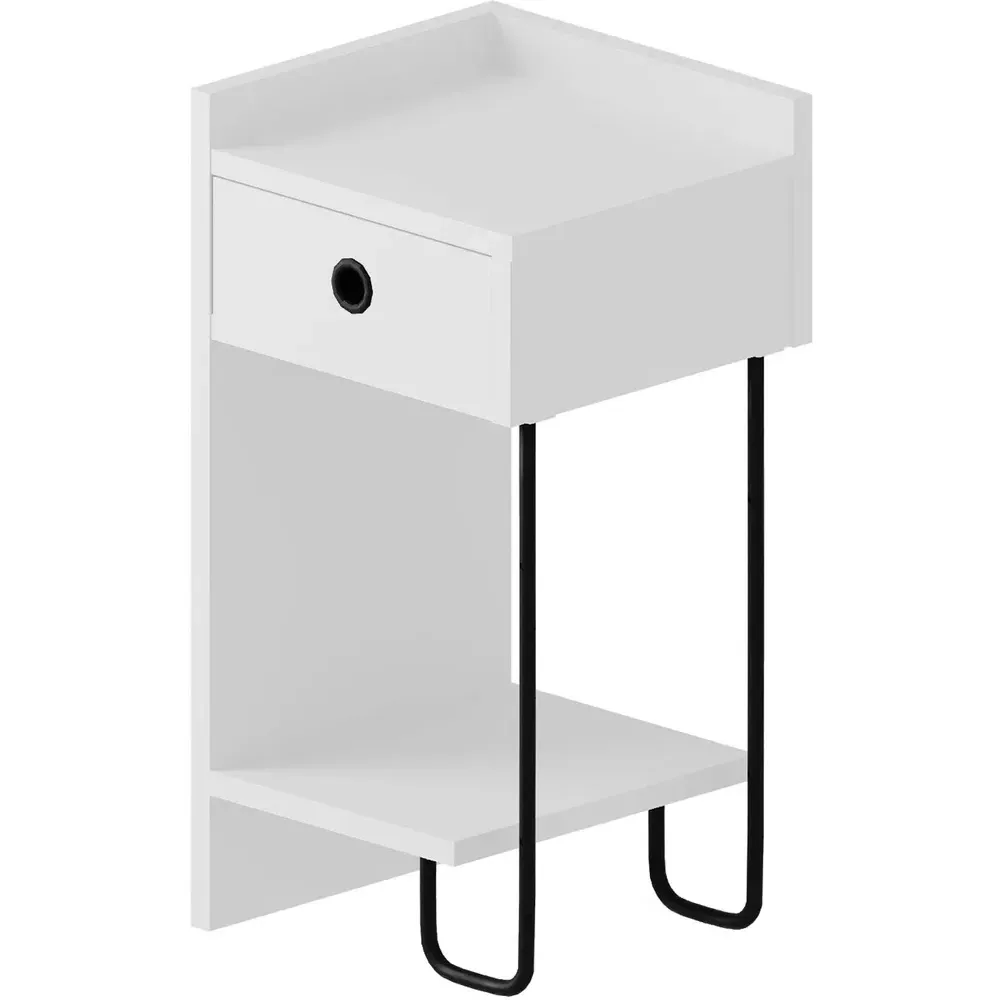 Sirius Single Drawer Bedside Table - White