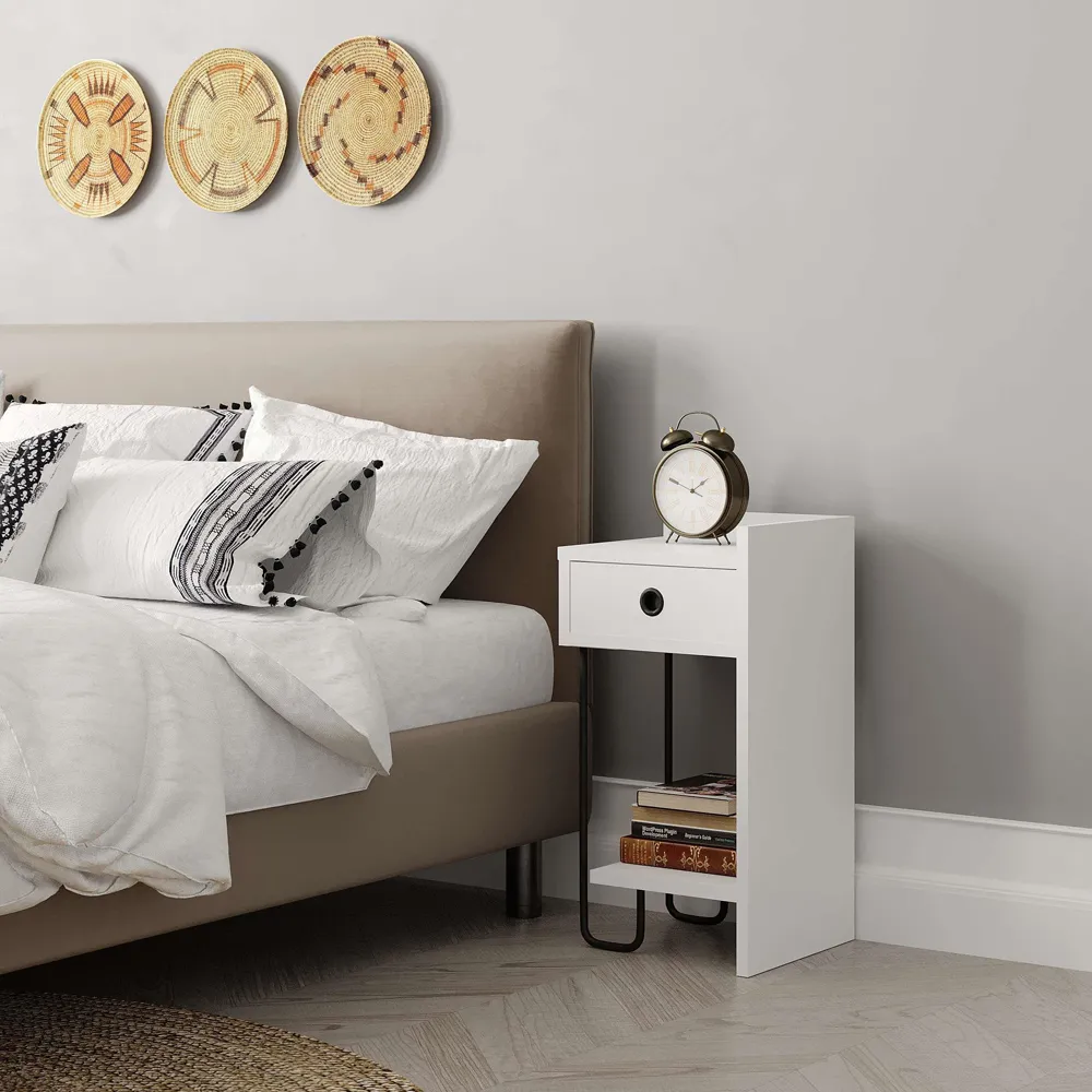 Sirius Single Drawer Bedside Table - White