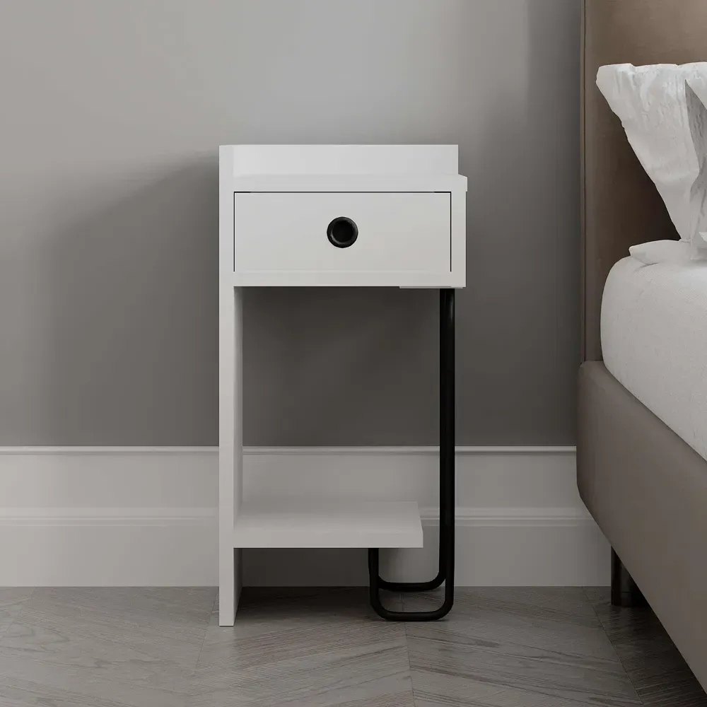 Sirius Single Drawer Bedside Table - White