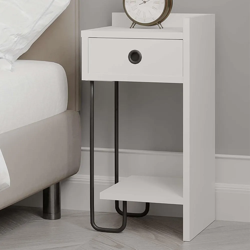 Sirius Single Drawer Bedside Table - White