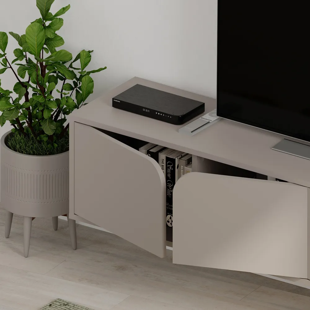 Spark 4 Door TV Unit with Storage - Mocha Grey