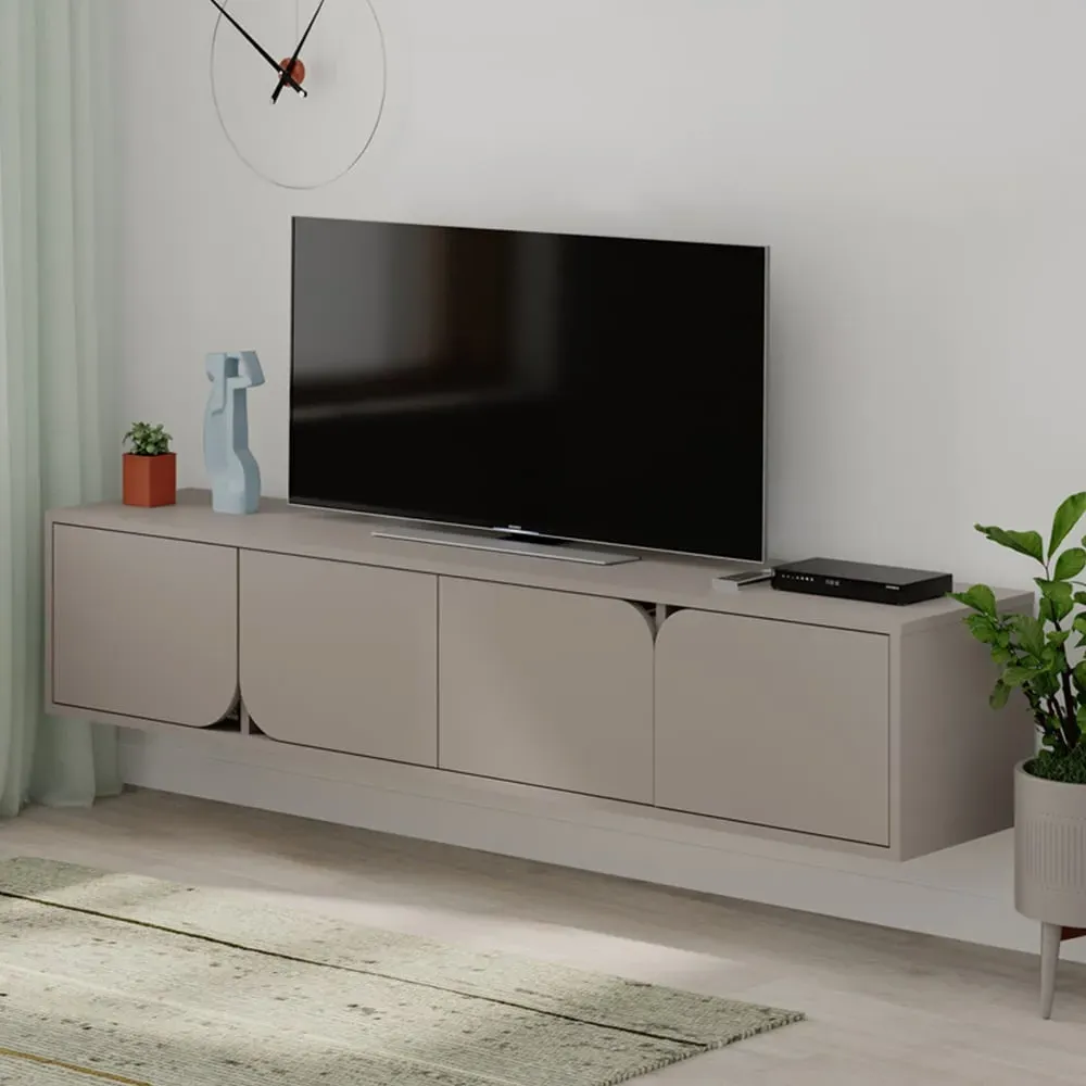 Spark 4 Door TV Unit with Storage - Mocha Grey