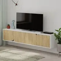Spark 4 Door TV Unit with Storage - White, Oak