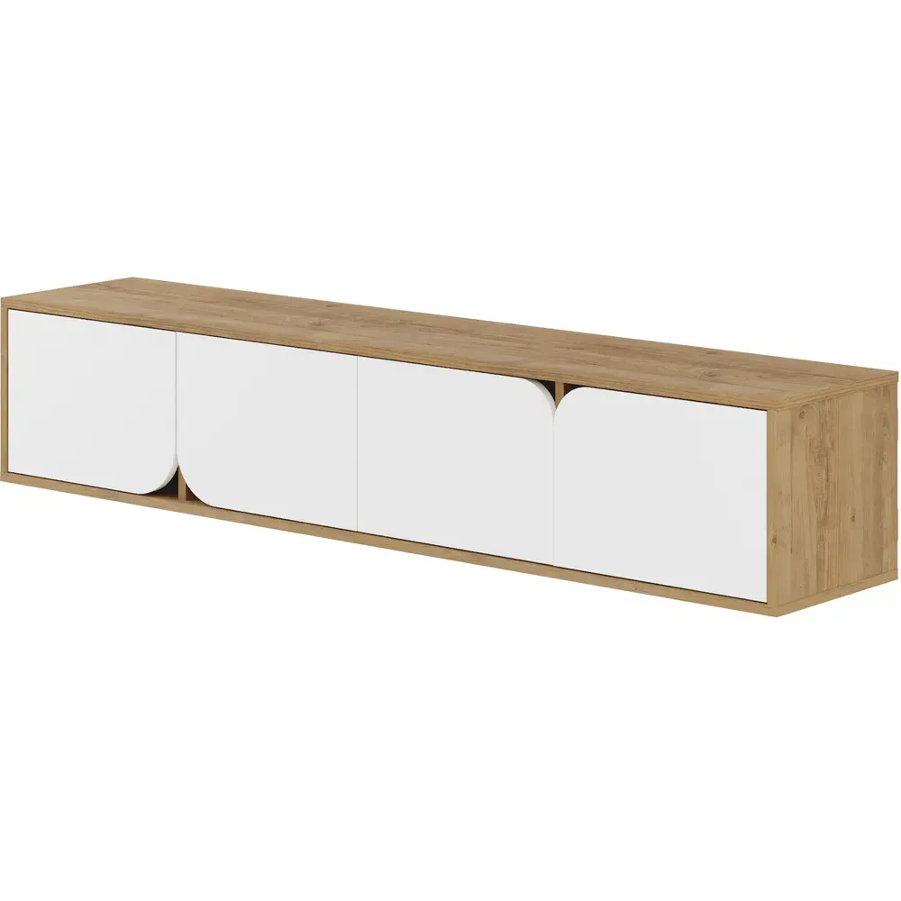 Spark 4 Door TV Unit with Storage - White, Oak